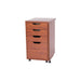 Closed Kangaroo Kiwi Storage Cabinet in Teak K7105 on casters with full drawer stack for sewing and craft organization.