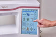 Baby Lock Reflection BLRT touchscreen display showing built-in embroidery designs, offering easy on-screen selection and editing.