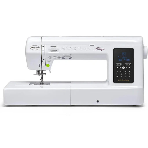 Baby Lock Allegro BLMAG quilting and sewing machine front view with LCD stitch control panel and extended workspace.