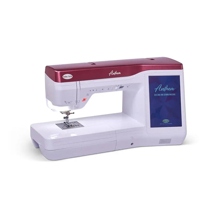 Baby Lock BLAN Anthem sewing machine profile view highlighting stitch controls and workspace design