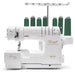 Baby Lock BLETS8 Triumph Serger Machine front view with green thread cones, featuring RevolutionAir threading and multi-thread capability.