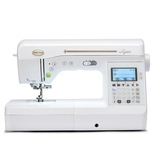 Baby Lock BLMLR Lyric Quilting and Sewing Machine front view with LCD screen and stitch controls