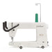 Baby Lock Gallant BLGT15 long arm quilting machine side view with thread spool, showcasing 15-inch throat space.