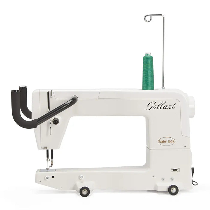 Baby Lock Gallant longarm quilting machine BLGT18 side view with thread stand and ergonomic handles