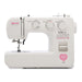 Baby Lock Joy BL25B sewing machine straight-on front display with stitch options and four-step buttonhole settings.