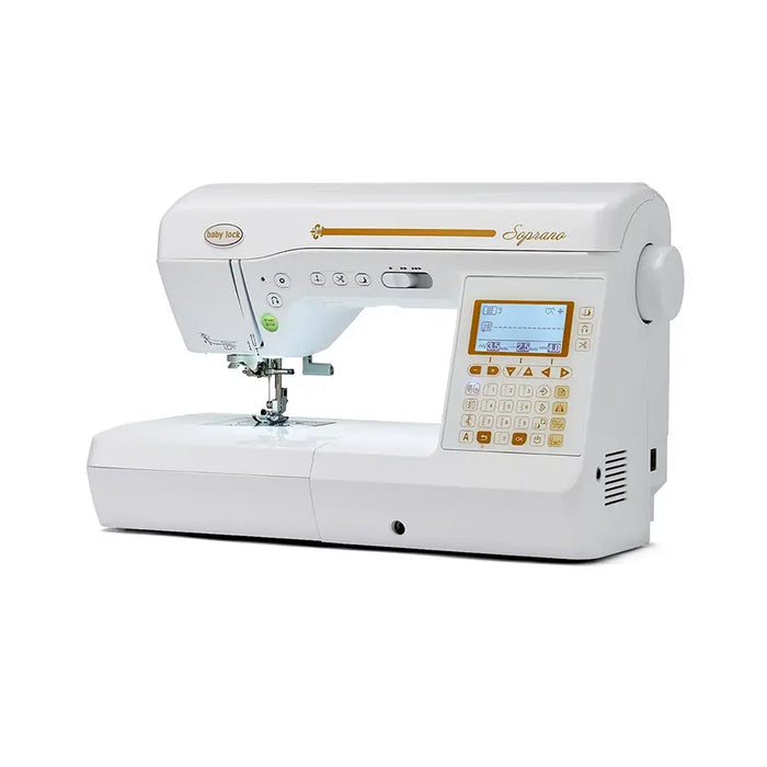 Baby Lock Soprano BLMSP quilting and sewing machine right side angle highlighting wide throat space for quilts