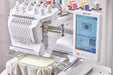 Baby Lock Venture 2 embroidery machine touchscreen showing design editing tools and multi-needle threading system.