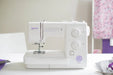 Front-facing Baby Lock Zeal BL35B sewing machine set up for home sewing and crafting projects on a clean workspace.