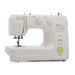 Baby Lock Zest BL15B mechanical sewing machine angled front view highlighting 15 built-in stitches and compact portable design.