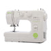 Baby Lock Zest BL15B sewing machine three-quarter angle with stitch guide and four-step buttonhole display.