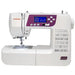 Computerized Janome 3160QDC-G sewing machine showing stitch selections and digital display, ideal for quilting and home sewing.
