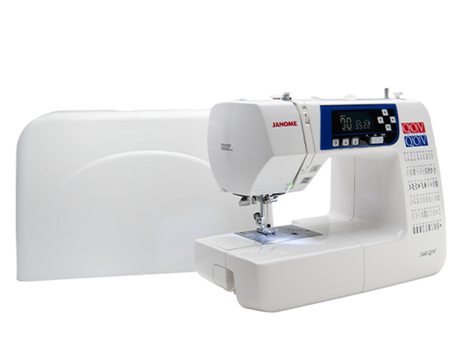 Janome 3160QOV Quilts of Valor sewing machine shown with included hard cover case for storage and transport