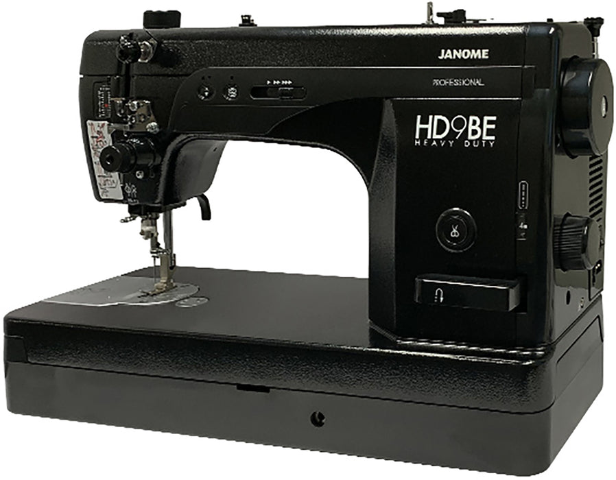 Janome HD9V2BE heavy-duty professional sewing machine showcasing durable metal body and high-speed design