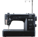 Side profile of Janome HD9V2BE Professional Sewing Machine Black Edition with thread stand extended