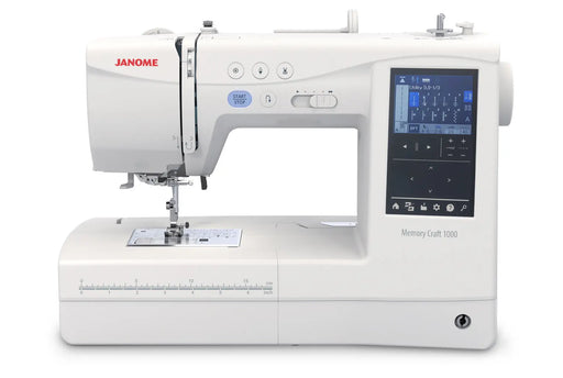 Janome Memory Craft 1000 sewing and embroidery machine with LCD touchscreen and advanced stitch options