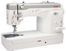 Angled view of Janome HD9V2 Professional Heavy Duty Sewing Machine highlighting extended workspace and precision engineering.