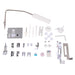 Janome Skyline S7 Anniversary Edition sewing machine accessory set, including presser feet, bobbins, needles, and extension tools.