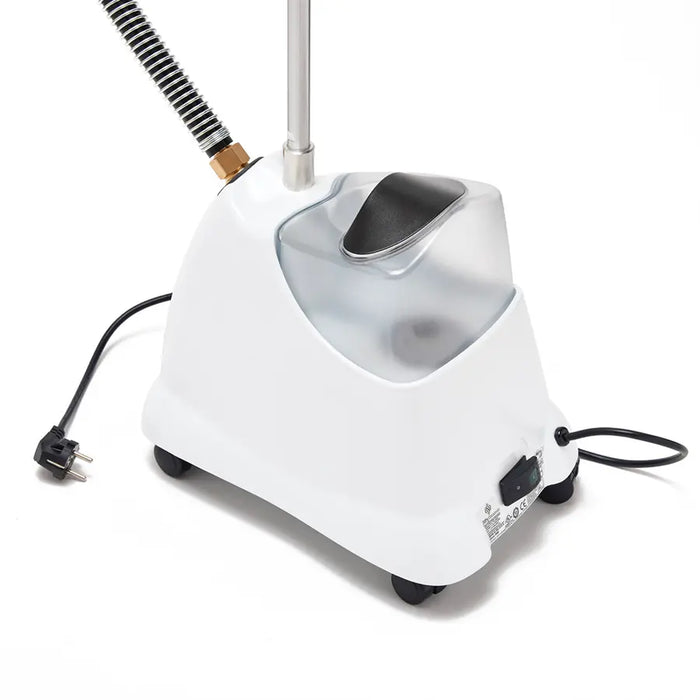 Rear view of Jiffy J-2000W Wig Steamer showing water reservoir, power switch, and cord