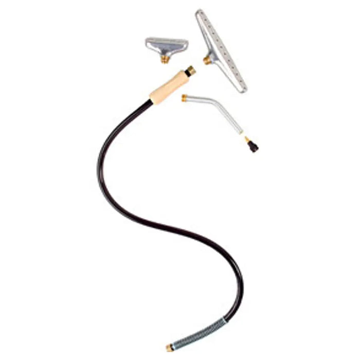5.5 foot hose with Jiffy J-4000I I-Head steam nozzle and bent pipe attachment on white background