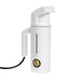 Jiffy ESTEAM White Travel Steamer with universal voltage converter, compact handheld garment steamer for wrinkle removal and international travel.