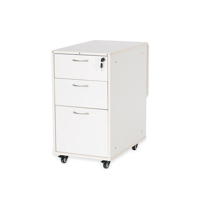 Kangaroo Adelaide Sewing Storage Cabinet K4731 in Ash White with closed drawers and locking top drawer on rolling casters.