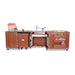 Full-length view of Kangaroo Aussie Electric Sewing Cabinet in Teak featuring large sewing surface and integrated storage options