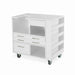 Kangaroo Ava 93018J Sewing and Embroidery Cabinet displayed without machine, highlighting spacious wooden construction, caster wheels, and multiple storage compartments.