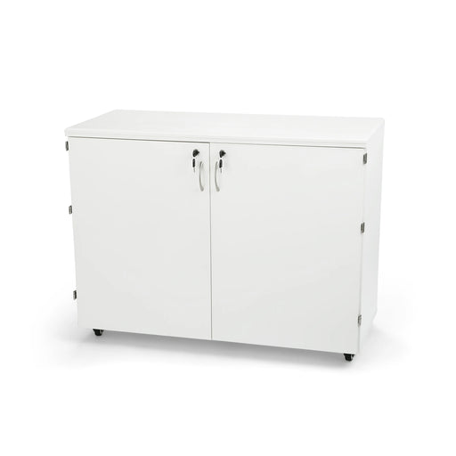 Kangaroo Dingo Storage Cabinet K7911 in White — closed sewing storage cabinet with locking doors and mobile wheels