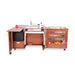 Kangaroo Wallaby Teak Sewing Cabinet K8405 with serger storage compartment, large drawer, and extended sewing surface.