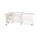 Kangaroo Wallaby White Sewing Cabinet K8411 fully open with empty thread racks, expandable work surfaces, and storage shelves.