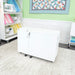 Kangaroo Wallaby Sewing Cabinet K8411 in White folded closed into compact cabinet with locking doors and casters.