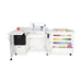 White Kangaroo Wallaby Electric Sewing Cabinet with expanded work surface and serger storage compartment.