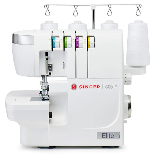 SINGER SE017 Elite overlock serger sewing machine front view showing compact design and professional 2-3-4 thread capability