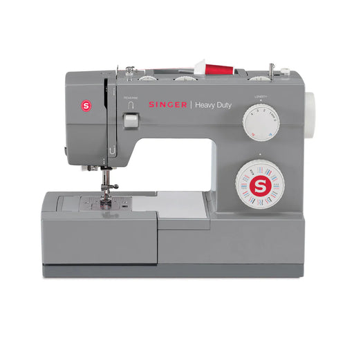 SINGER Heavy Duty 4432 sewing machine front view featuring metal frame and stitch selector dials