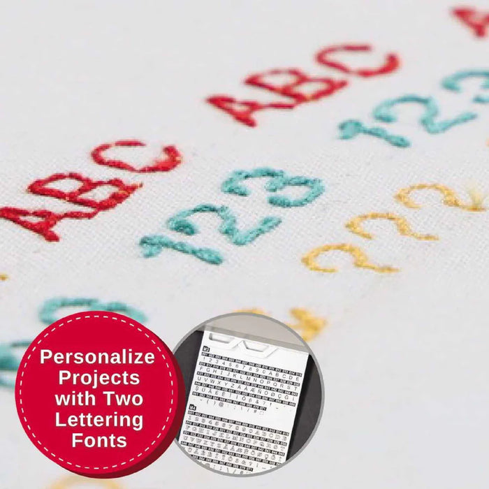 SINGER Heavy Duty 6800C built-in lettering stitches used to personalize fabric with alphabet designs